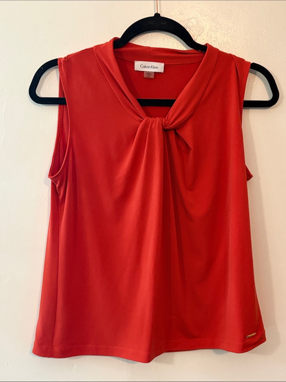 Calvin Klein Orange Knot-Neck Sleeveless Camisole - Picture 2 of 8